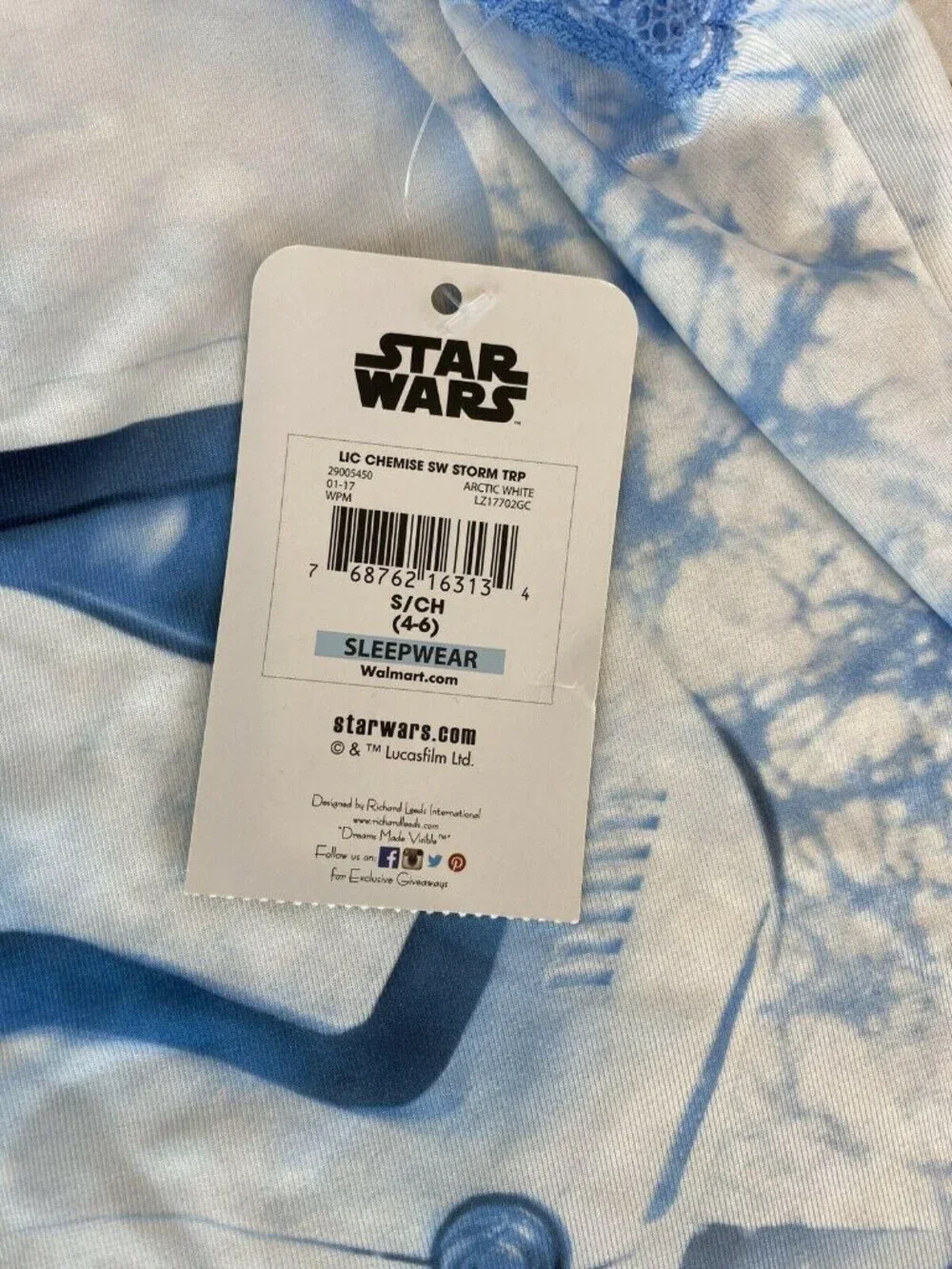 NEW Disney Star Wars Storm Trooper Womens Small Chemise Nightgown Sleepware  4ak - Picture 4 of 5